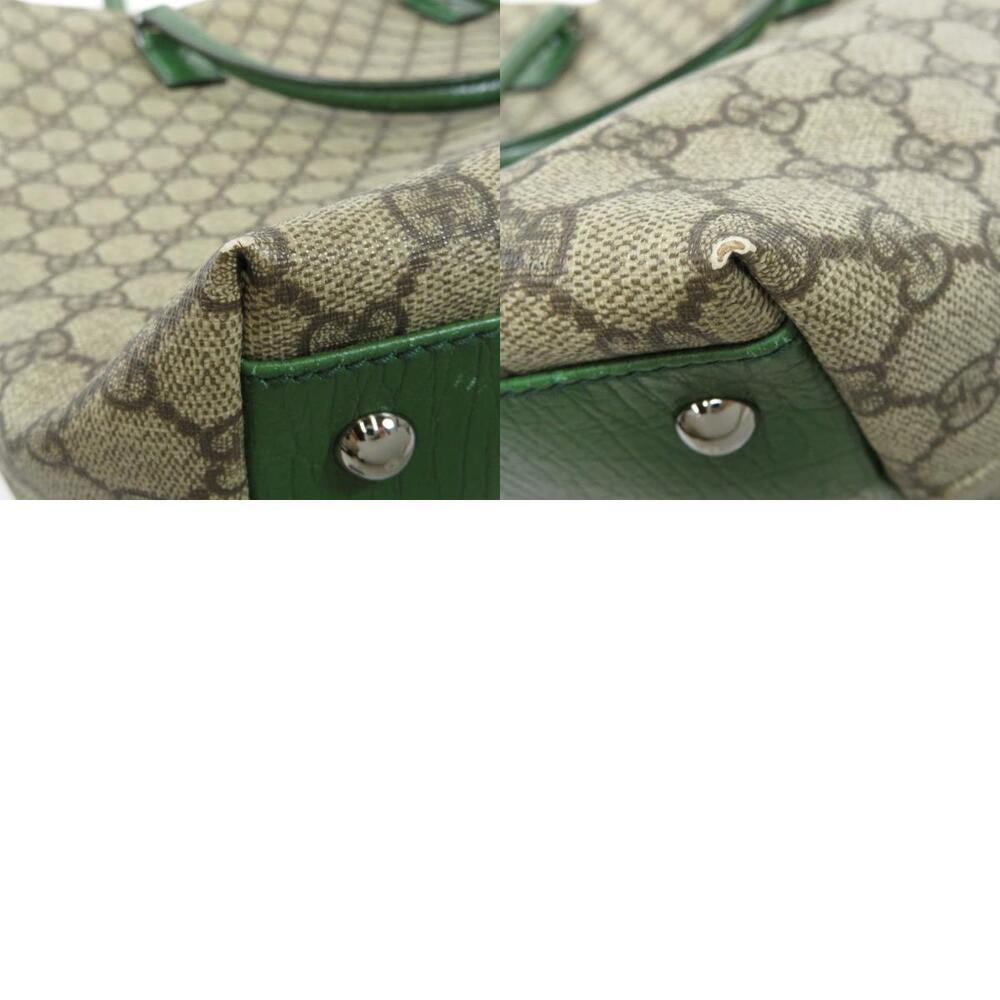 Gucci GG Supreme Tote Bag green leather handles trim - Picture 10 of 11